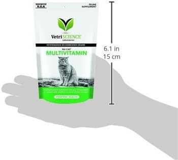VETRISCIENCE NuCat Multi Vitamin for Cats, 30 Chews - Complete MultiVitamin Supports Skin and Coat, Immune System, Eye Sight and Everyday Wellness