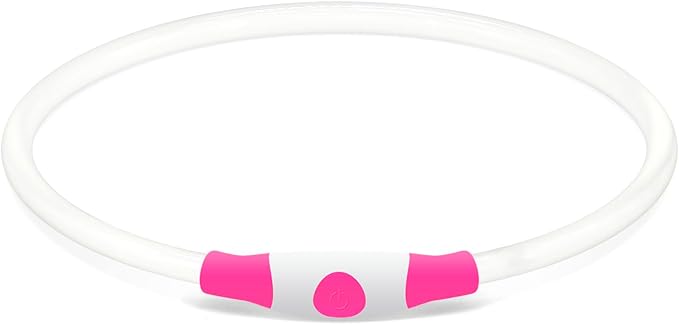 Led Dog Collar, BSEEN USB Rechargeable Flash Dog Necklace Light, Pet Safety Collar Makes Your Beloved Dogs Be Seen at Night for Small Medium Large Dogs(Pink)