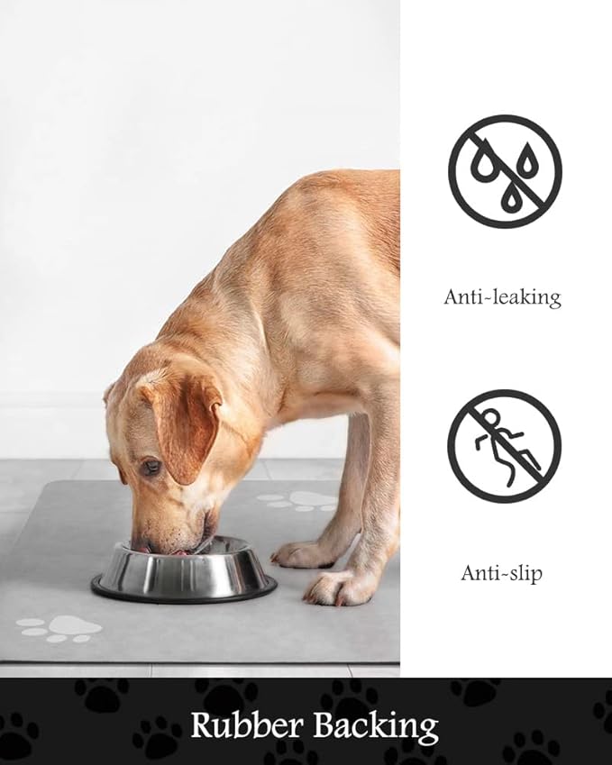 Pet Feeding Mat-Absorbent Dog Mat for Food and Water Bowl-No Stains Quick Dry Water Dispenser Mat-Dog Accessories Pet Supplies-Bowl for Messy Drinkers(LIGHTGREY,16"x24"
