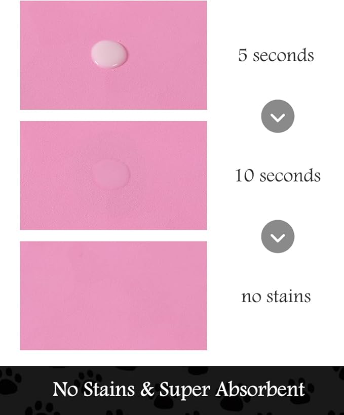 Pet Feeding Mat-Absorbent Dog Mat for Food and Water Bowl-No Stains Quick Dry Water Dispenser Mat-Dog Accessories Pet Supplies-Bowl for Messy Drinkers(BRIGHTPINK,23"x34"