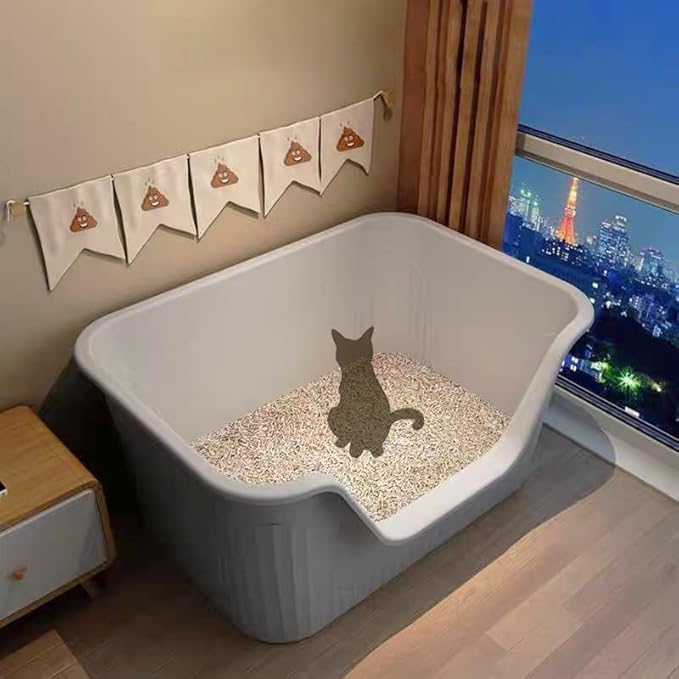 Vealind Largest XXL Jumbo Cat Litter Box for Big Cats, Extra Large Cat Litter Box with High Sides for Multi Cats, 31''×21''×16'' Easy Clean Big Tall High Sided Litter Box Grey