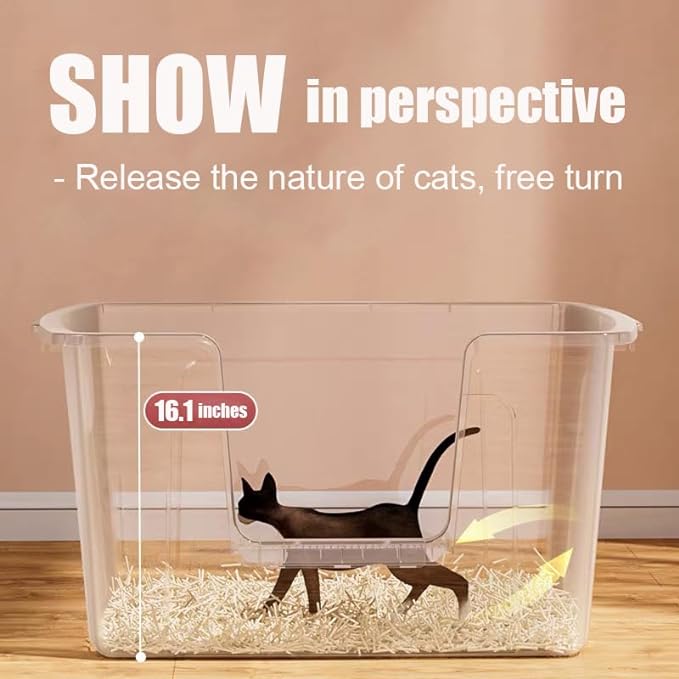 Vealind Largest XXL Jumbo Cat Litter Box for Big Cats, Extra Large Cat Litter Box with High Sides for Multi Cats, 31''×21''×16'' Easy Clean Big Tall High Sided Litter Box Yellow