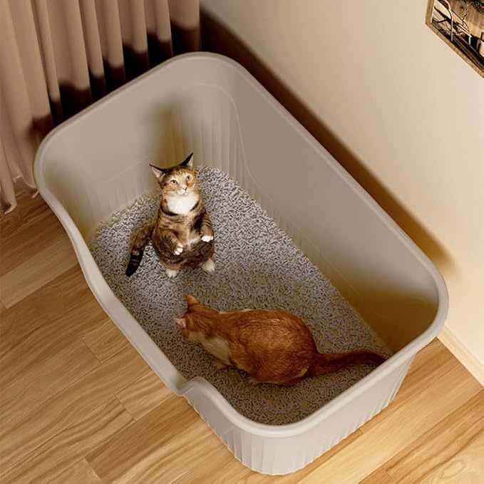 Vealind Largest XXL Jumbo Cat Litter Box for Big Cats, Extra Large Cat Litter Box with High Sides for Multi Cats, 31''×21''×16'' Easy Clean Big Tall High Sided Litter Box Grey