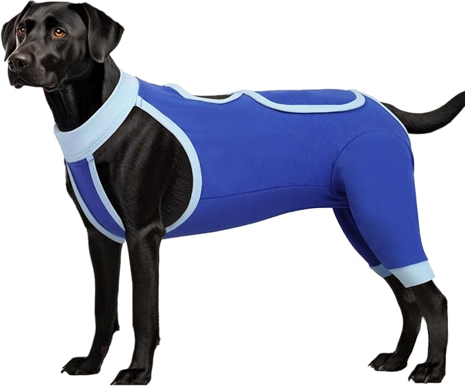 ROZKITCH Dog Surgery Leg Sleeve Rear Legs, Male Female Pet Prevent Licking Wound Elbow Knee Protector, Dog Recovery Suit Cone Collar Alternative Pants Shirt for Wound Heal Wrap Blue 2XL