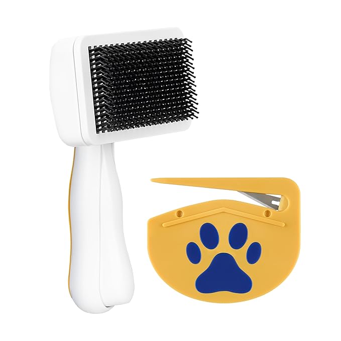 Healing Slicker Brush & Matt Splitter – Gentle Detangling & Shedding Control for Dogs & Cats, 306 Bristles, One-Touch Hair Removal & Safe Dematting Blade for Tangle-Free Grooming