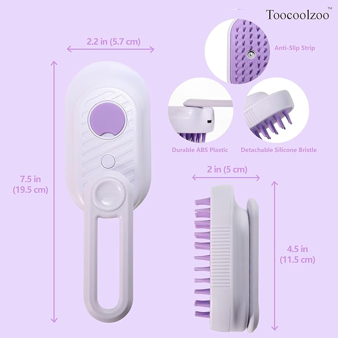 3-in-1 Cat Steam Brush, Rechargeable Cat Brush with Steam, Spritz Defur Comb for Dogs, Spritz Defur Comb for Cats (Purple)