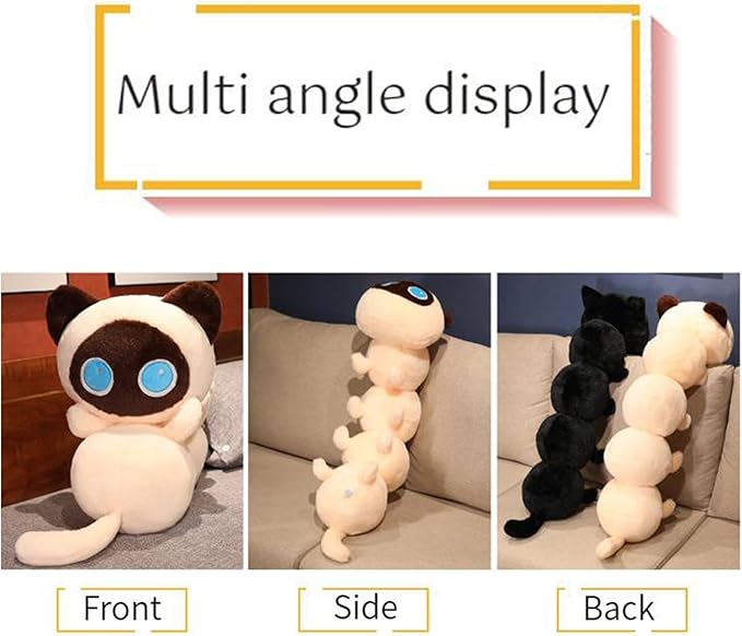 Somao Caterpillar Stuffed Animal Plush Long Cat Body Pillow,Creative Cat Caterpillar Plush Toys Soft Hugging Pillow Doll Funny Cushion Gift for Kids(Beige,50cm/19.68inch)