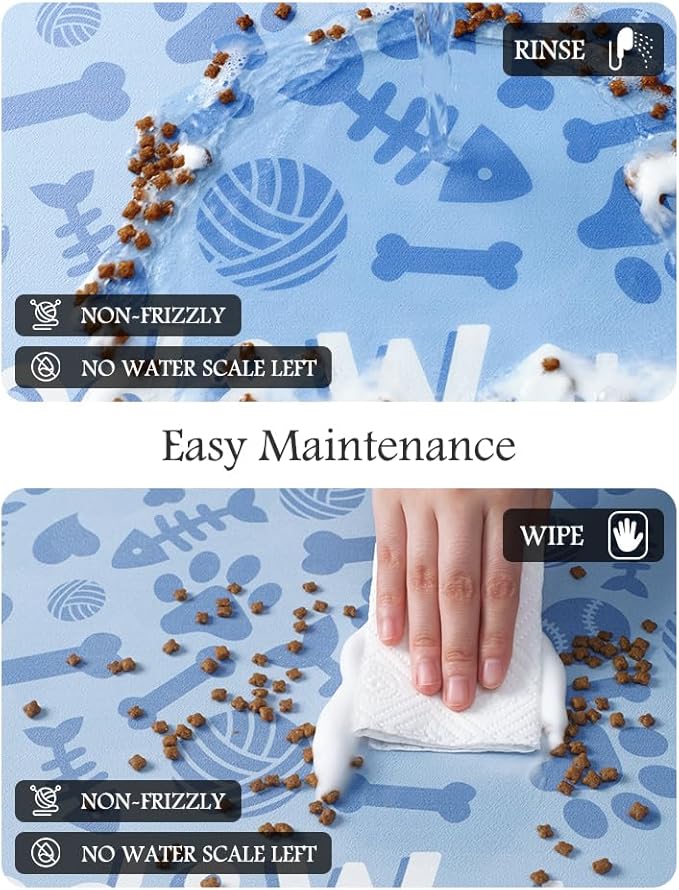 Pet Feeding Mat-Absorbent Dog Mat for Food and Water Bowl-No Stains Quick Dry Water Dispenser Mat-Dog Accessories Pet Supplies-Bowl for Messy Drinkers(Bone,23"x34"