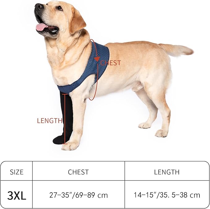 COODEO Dog Socks to Prevent Licking Paws, Healing Boots & Paw Protectors with Non-Slip Bottoms for Wound Protection, Waterproof Sleeve Shoes for Licking(Blue,3XL_Right