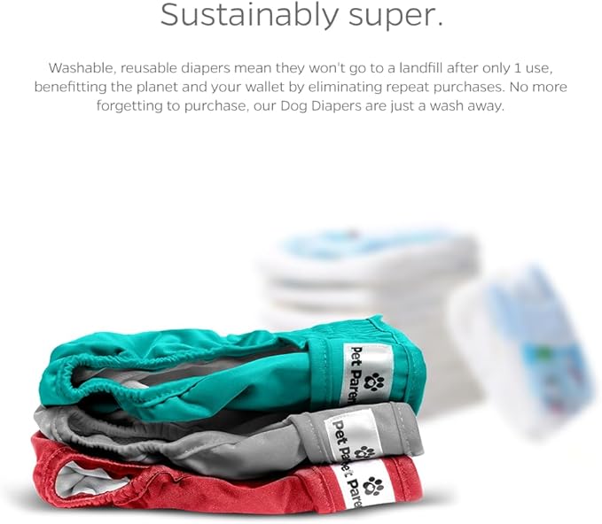 Pet Parents® Washable Dog Diapers (3pack) + Extendrs® of Durable Doggie Diapers, Premium Dog Diapers Female (Small, Southern Belle)