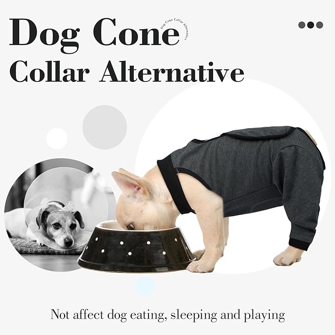 ROZKITCH Dog Surgery Leg Sleeve Rear Legs, Male Female Pet Prevent Licking Wound Elbow Knee Protector, Dog Recovery Suit Cone Collar Alternative Pants Shirt for Wound Heal Wrap Grey 3XL