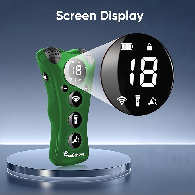 Adjustable Ultrasonic Dog Trainer β World's 1st Variable Frequency Pet Behavior Corrector with 10 Level Ultra Sound, 18 Dog Whistles, Anti-Bark Strobe Light, Humane Deterrent (Dark Green)