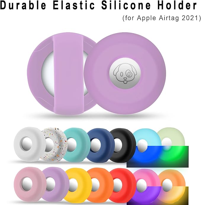 Airtag Holder for Dog Collar, Cibaabo Silicone Air Tag Case Cover Compatible with Apple Airtags for 0.8-1.2inch Cat Pet Collar Harness Loop