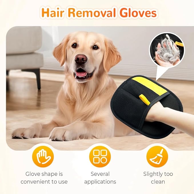 2025 Thickened and Powerful Pet Hair Removal Glove, Pet Grooming Gloves for Cats and Dogs, Washable and Reusable Pet Hair Remover Glove (Black)