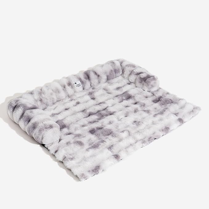 FUNNY FUZZY Pet Fluffy Fuzzy Calming Dog Couch Bed Sofa Protector Washable Pets Mat for Large Medium Small Dogs and Cats (Tie-dye Grey,37.4 × 33.46 × 6.3 in)