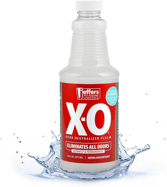 Jeffers X-O Odor Neutralizer Plus+ 16 oz - All Natural Organic Pet Odor Eliminator, Non-Toxic, Eco Friendly, Multi-Surface Cleaner for Dog Carpet, Bedding, Cat Litter Box, Horses, and Home Use