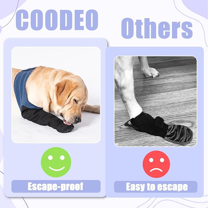 COODEO Dog Socks to Prevent Licking Paws, Healing Boots & Paw Protectors with Non-Slip Bottoms for Wound Protection, Waterproof Sleeve Shoes for Licking(Blue,3XL_Right