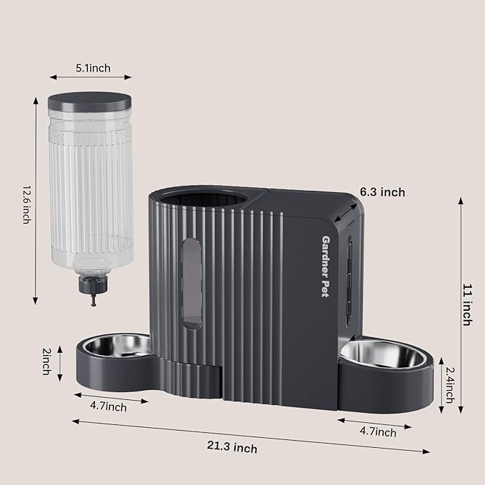 Gardner Pet Automatic Gravity Cat Food Feeder and Water Dispenser Stainless Steel Two-in-One Set Large Capacity Dispenser for Pets Dogs, Puppies, Kittens, Rabbits