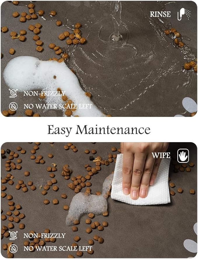 Pet Feeding Mat-Absorbent Dog Mat for Food and Water Bowl-No Stains Quick Dry Water Dispenser Mat-Dog Accessories Pet Supplies-Bowl for Messy Drinkers(Brown,12"x19"