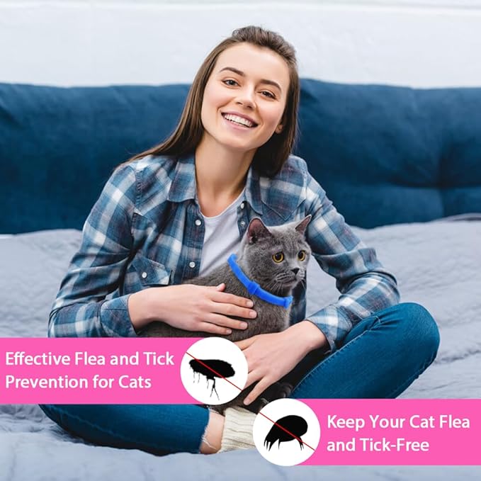 4 Pack Flea and Tick Collar for Cats, Natural Plant Oil Formula Cat Flea Collar Provides 32-Month Protection for Flea & Tick Prevention, Waterproof & Adjustable Cat Flea Treatment for Most Cats