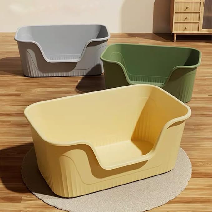 Vealind Largest XXL Jumbo Cat Litter Box for Big Cats, Extra Large Cat Litter Box with High Sides for Multi Cats, 31''×21''×16'' Easy Clean Big Tall High Sided Litter Box Yellow