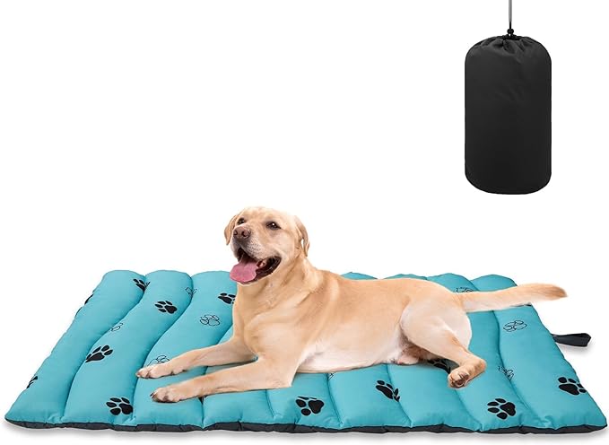 BINGPET Outdoor Travel Dog Bed for Large/Medium Dogs,Portable Waterproof Camping Mat with Carry Bag,Foldable Outside Bed,Machine Washable Indoor Pet Mat for Small,Medium and Large Dogs 35"x51"