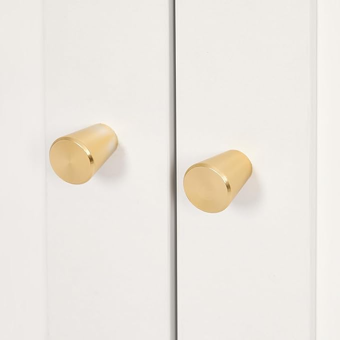 Homhedy Cat Litter Box Enclosure, Cat Washroom Furniture with Metal Frame, Pet House, Fit Most of Litter Box, Modern Style, White and Gold