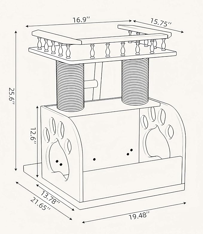 Modern Solid Wooden Cat Tree Tower, 25" Luxury Cats Trees Condo with Scratching Post, 2 Level Heavy Duty for Cat Tower Indoor Cats Adults, Natural Cats Tree House with Washable Cushions