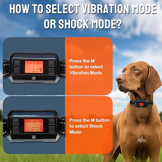 GPS Wireless Dog Fence. IPX7 Waterproof Dog Training Collar. 33-999yard Adjustable Range. Vibration and Electric Shock Collar for Dogs.Dog Fence Outdoor for Yard & Indoor Use