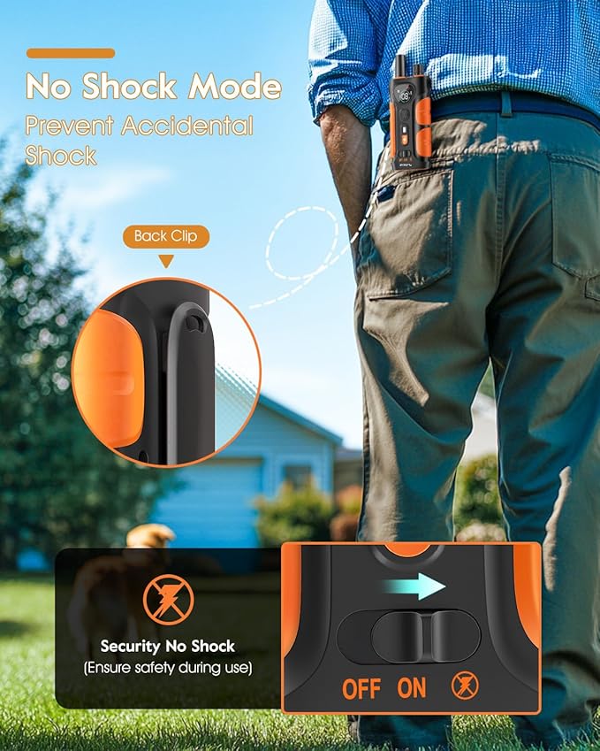 SLOPEHILL Dog Shock Collar,4200FT Dog Training Collar with Remote,IPX8 Waterproof E-Collar with Beep,Vibration,Shock,Flash Light,No Shock Mode,Electric Shock Collar for Small Medium Large Dog,Orange