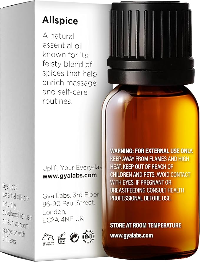 Gya Labs Allspice Essential Oil for Diffuser & Skin - 0.34 Fl Oz - 100% Pure Natural Allspice Oil for Skin, Homemade Items & Candle Making Scent