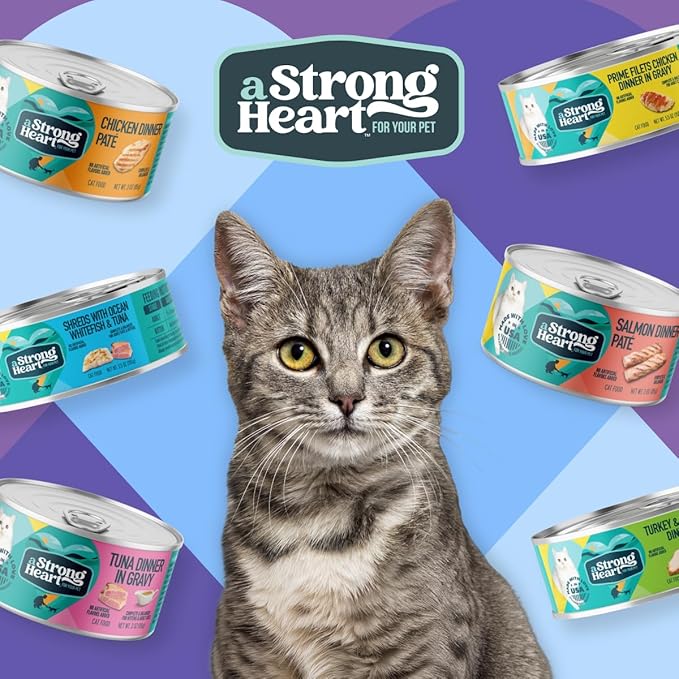 A Strong Heart Canned Wet Cat Food, Salmon Dinner Paté - 5.5 oz Cans (Pack of 24), Made in The USA with Real Salmon