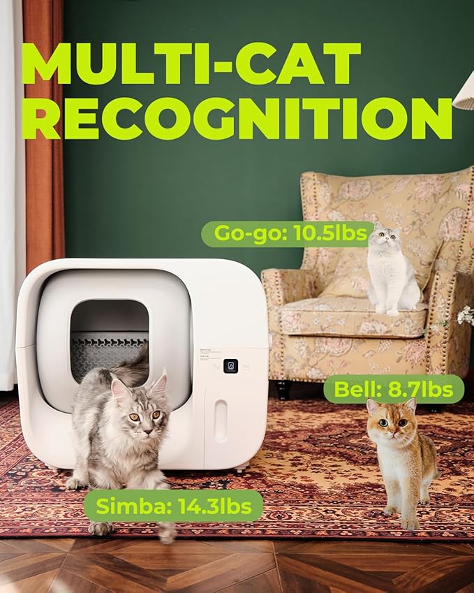 Furbulous True Odor-Free Self Cleaning and Packing Litter Box, Automatic Cat Litter Box with Self-Pack and Refill System, APP Control, Includes Trash Bags, Extra Large Space for 3.3-22 lbs Cats