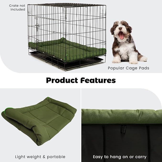 Miguel Oxford 900D Outdoor Waterproof Dog Bed for Metal Dog Crates Water-Resistant All Weather Pet Mat Durable Easy Wipe Clean Travel Indoor Outdoor Puppy Cat Crate Bed 40inch, Green