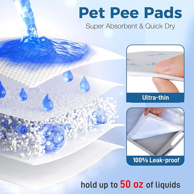 Cat Pads Refills 16.9 x 11.4 inches 100 Count Super Absorbent Pee Pads with Odor Control Compatible with Tidy Cats Breeze Litter System