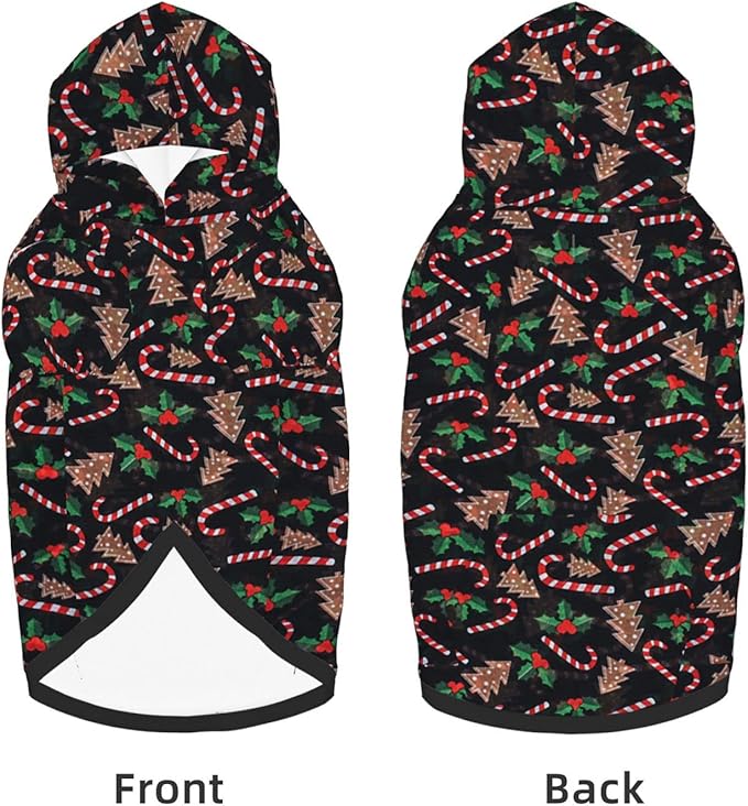 Christmas Tree Black Hoodie,Christmas Cosplay Dog Clothes with Pocket and Hat Winter Clothes Sweaters Xx-Large