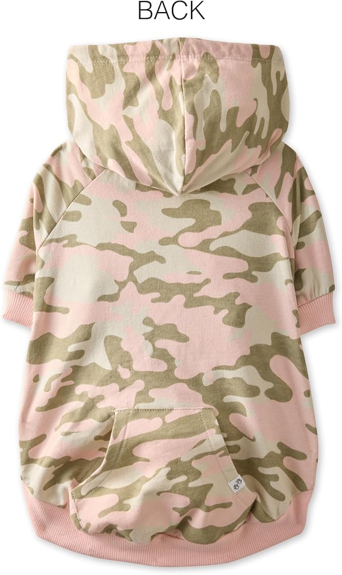 Rocky – The Orginal Lightweight Hooded TEE 100% Organic Cotton Dog Hoodie Pet Coat Sweater for Small, Medium, Large Dogs, Pink Camo, Small