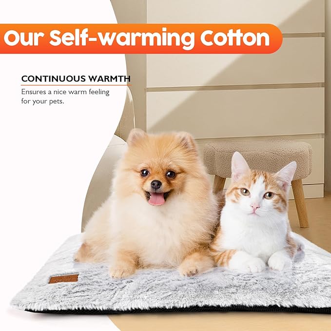 Self Warming Cat Bed, 29" x 20" Self Heating Pet Pad for Indoor Outdoor, Non-Slip Heated Dog Mat Thermal Blanket for Large Kittens Small Puppy