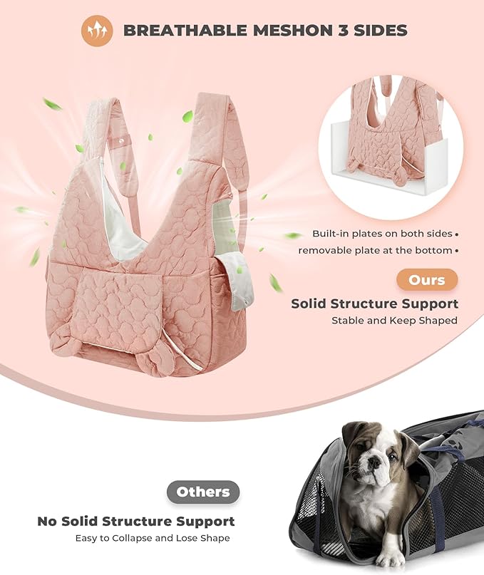 Pet Carrier Backpack, Adjustable Pet Front Cat Dog Carrier Backpack Travel Bag for Small Medium Dogs Cats and Rabbits, Safety Strap with Removable Bottom Plate for Camping Hiking Traveling