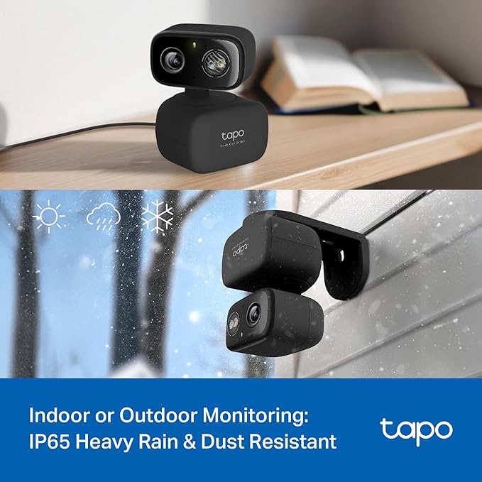 Tapo 2K 3MP Pan/Tilt Indoor/Outdoor Security Camera, Free Person/Baby Cry Detect & Track, 360ยฐ Pan, Color Night Vision, SD/Cloud Storage, Works w/Alexa & Google Home, HybridCam 360, Black (2-Pack)