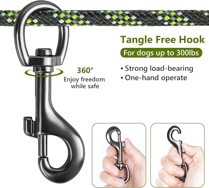 Tresbro Dog Camping Leash, 50ft/75ft/100ft Trolley System for Dogs up to 300lbs, Portable Lightweight Dog Runner Lead for Yard, Reflective Tie Out Cable for Camping, Courtyard, Park, Outside