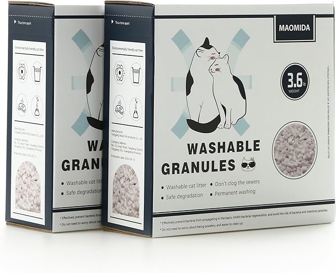 Cat Litter Box Washable Granules Refills. Compatible to Cat Genie Refills. Great for cat Toilet Training kit. Compostable and Flushable. 7.2lbs Package