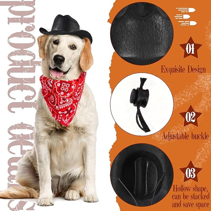 Dog Cowboy Costume Mini Brown Cowboy Hat Pet Bandana Halloween Costume for Cat Size S