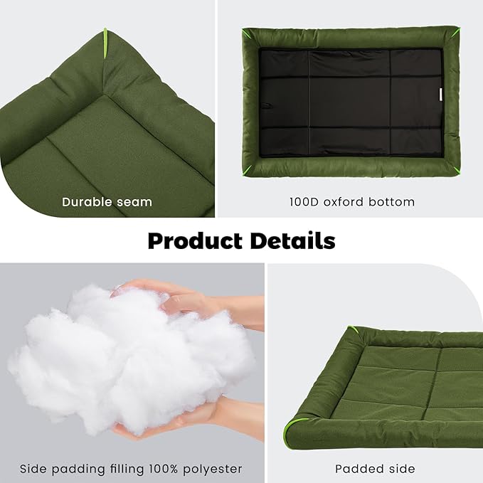 Miguel Oxford 900D Outdoor Waterproof Dog Bed for Metal Dog Crates Water-Resistant All Weather Pet Mat Durable Easy Wipe Clean Travel Indoor Outdoor Puppy Cat Crate Bed 40inch, Green