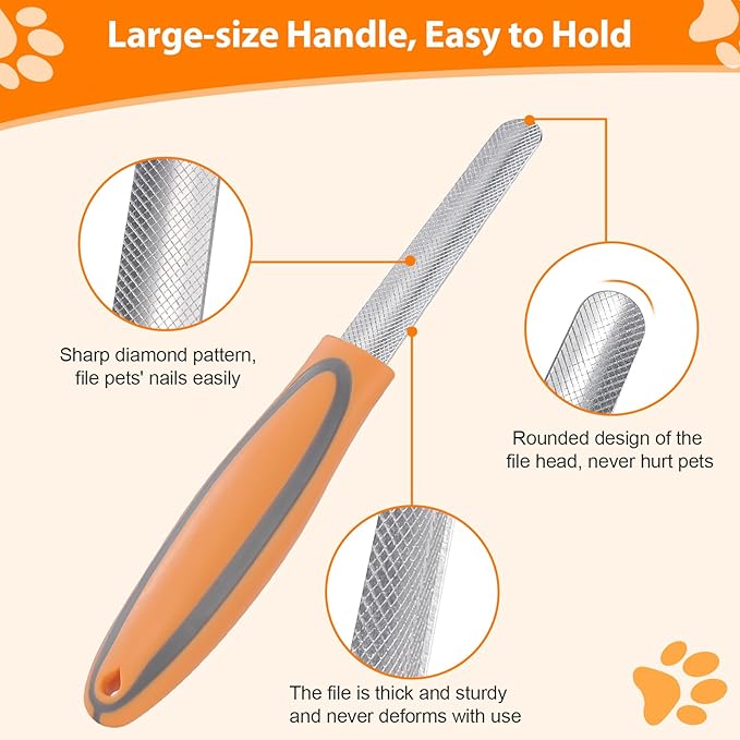 Dog Nail File, Pet Nail Filer for Smooth and Shape All Toenail Types, Polish Off Rough Edges, Remove Burs for Outdoor & Indoor Dog, Cat, Puppy, Kitten, Bird, Durable Metal Nail Grooming Tool