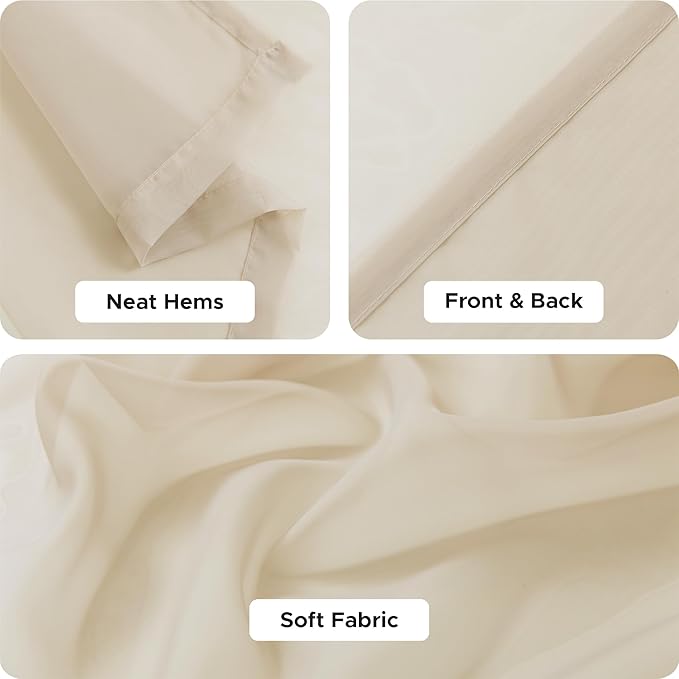 HolidayIdeas All Weather Outdoor Sheer Patio Curtains 6 Pcs Rod Pocket Voile Sheer Outdoor Curtains for Porch, Balcony, Gazebo, Pergolas,Cabana,Beige,54x108 Inch
