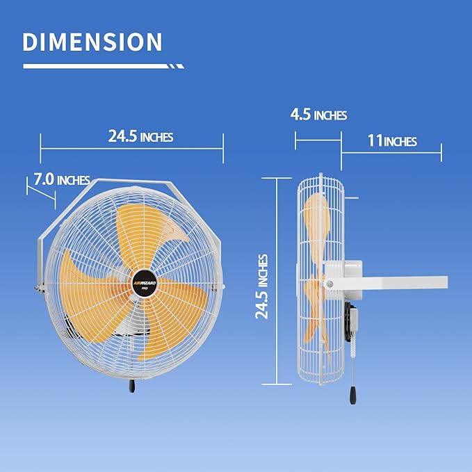 20 Inch Outdoor Wall Fan, 5800 CFM Waterproof Wall Mounted Fan Industrial Grade Metal Outdoor Fans, 3 Speeds, Adjustable Tilt, for Patio, Greenhouse, Garage, Gazebo Use, UL Listed