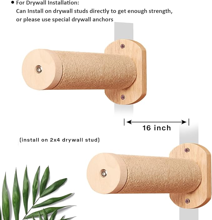 Cat Wall Floating Steps with Jute Rope Scratching - Wall Mounted Cat Stairs, Cat Climbing Shelfves and Perches for Wall, Stylish Indoor Cat Wall Furniture - Holds up 35lbs