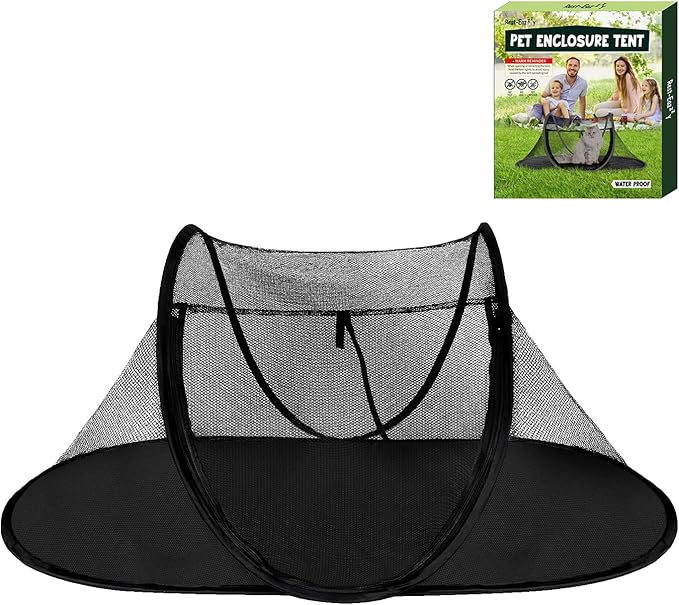 Cat Tent Outdoor, Pet Enclosure Tent Suitable for Cats and Small Animals, Indoor Playpen Portable Exercise Tent with Carry Bag(Black)