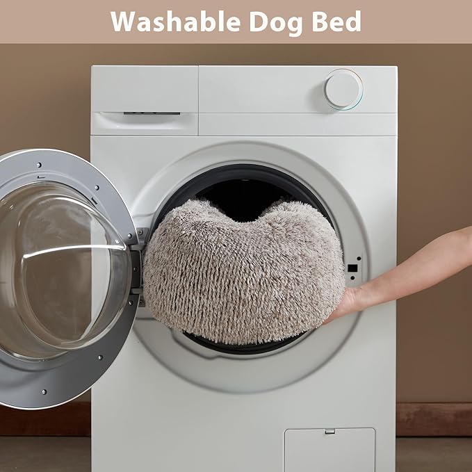WNPETHOME Calming Dog Beds for Large Dogs, Anti-Anxiety Donut Large pet Bed, Fluffy Faux Fur Plush Dog Bed,Warming Cozy Soft Round Lagre Pet Beds for Jumbo Dogs, Cat Cuddler Cushion Pad